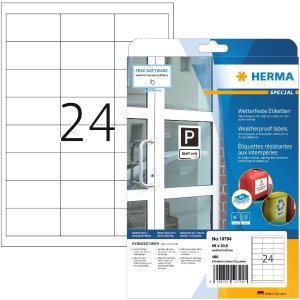 HERMA 10794 Etiketten weerbestendig 66x33,8 mm wit...