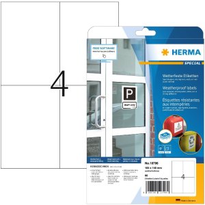 HERMA 10796 Etiketten A4 105 x 148 mm wit weerbestendig...