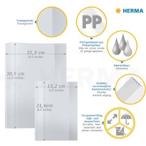 HERMA 19991 Boekjesbeschermerset A5 transparant 10 stuks polypropyleen afneembaar