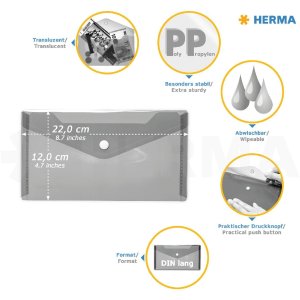 HERMA 20031 Portemonnees DIN lang 22x12cm PP standaard...