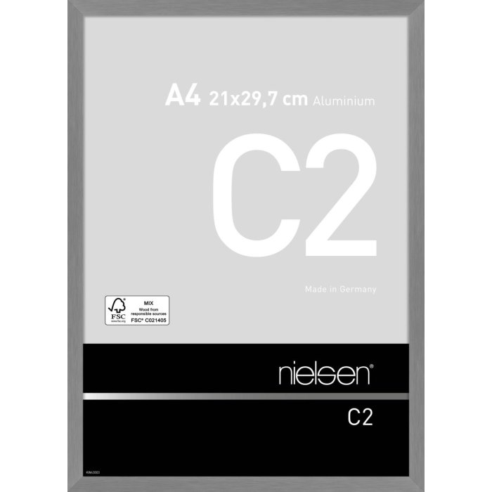 Nielsen Aluminium Fotolijst C2 structuur grijs mat 21x29,7 cm acrylglas