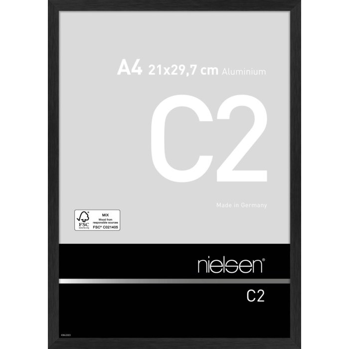 Nielsen Aluminium Fotolijst C2 structuur zwart mat 21x29,7 cm acrylglas