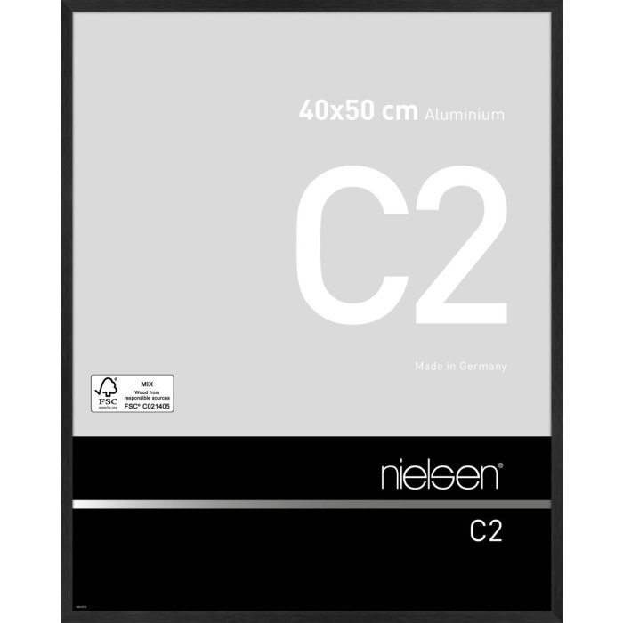 Nielsen Aluminium Fotolijst C2 structuur zwart mat 40x50 cm acrylglas