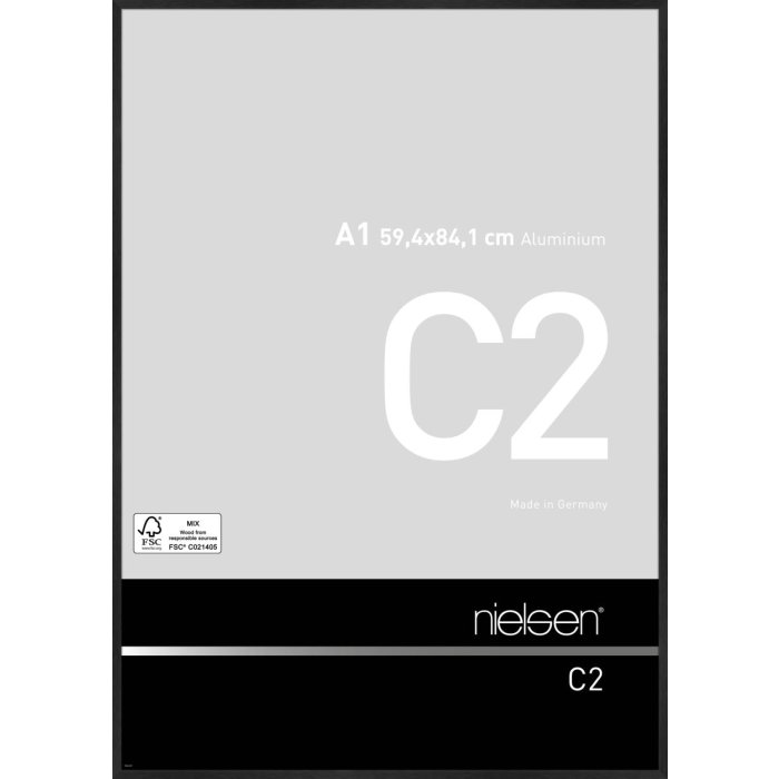 Nielsen Aluminium Fotolijst C2 structuur zwart mat 59,4x84,1 cm acrylglas