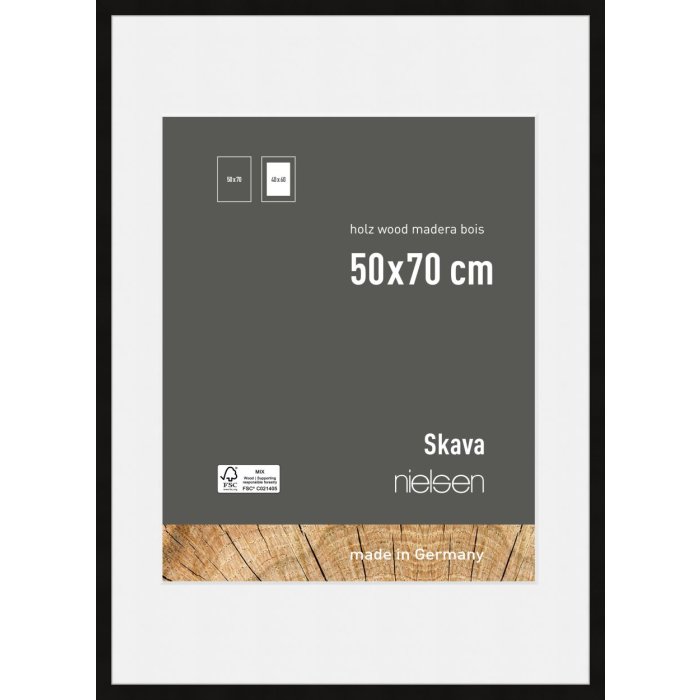 Nielsen Houten Fotolijst Skava Zwart 50x70 cm met Passepartout 40x60 cm