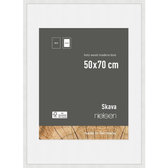 Nielsen Houten Fotolijst Skava Wit 50x70 cm met Passepartout 40x60 cm