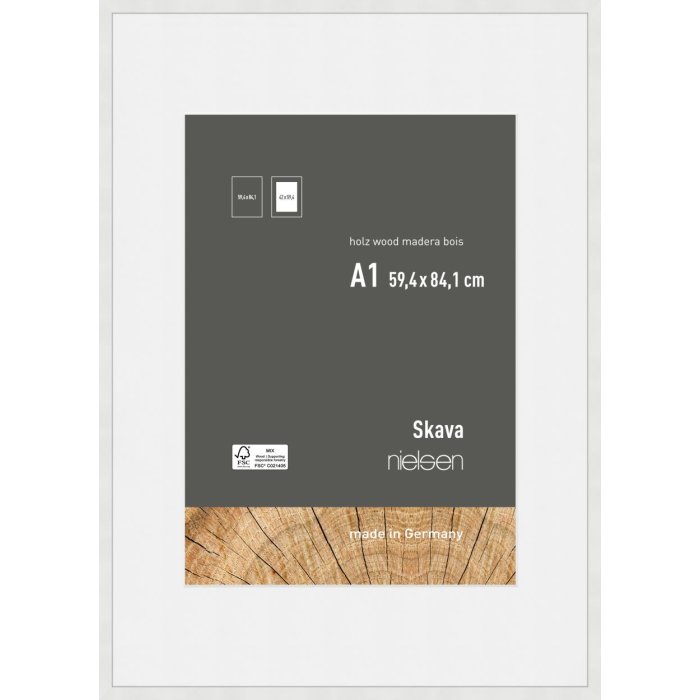 Nielsen Houten Fotolijst Skava wit 59,4x84,1 cm met passepartout 42x59,4 cm