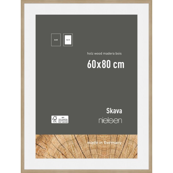 Nielsen Houten Fotolijst Skava eiken 60x80 cm met passepartout 50x70 cm