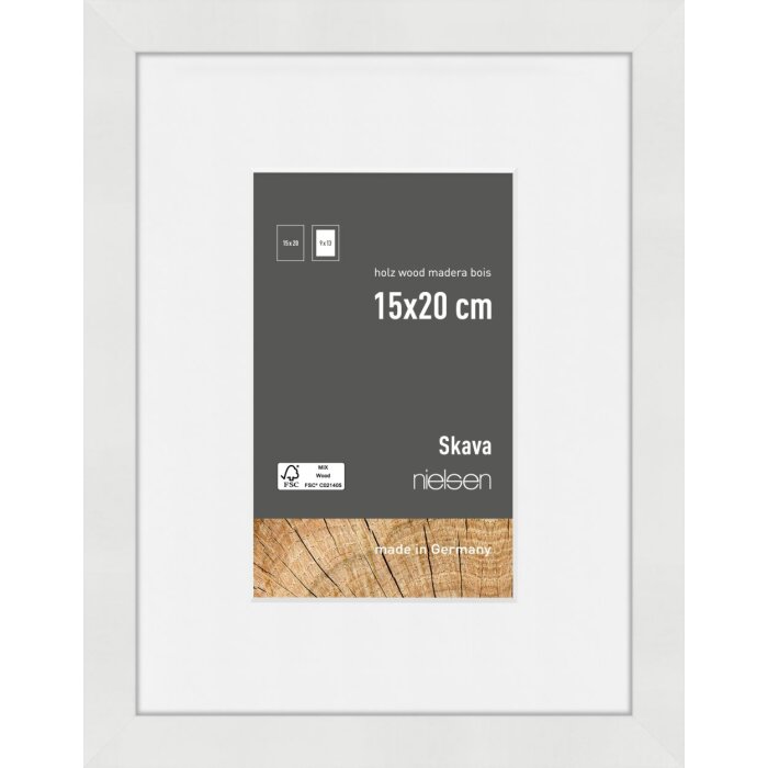 Nielsen Houten Fotolijst Skava Wit 15x20 cm met Passepartout 9x13 cm