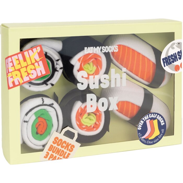 EatMySocks drie-pack lange sokken sushidoos