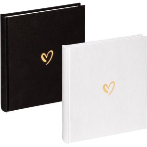 Walther fotoalbum Emotion zwart 20x20 cm 40 paginas gouden hart reliëf