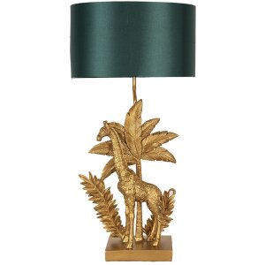 Clayre & Eef Tafellamp Giraffe Goudkleurig Groen...