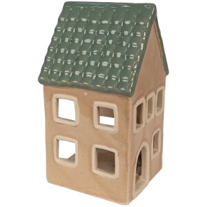 Clayre & Eef 6CE1600 Kaarshouder Kerst Cottage Bruin, Groen 8x8x15 cm