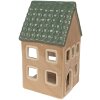 Clayre & Eef 6CE1600 Kaarshouder Kerst Cottage Bruin, Groen 8x8x15 cm