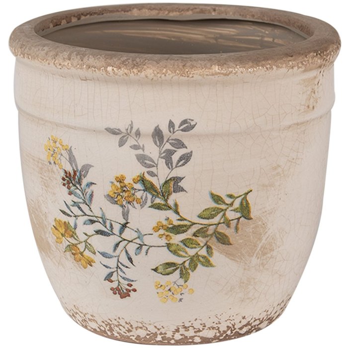 Clayre & Eef 6CE1607M Bloempot voor Binnen Beige Geel Ø 16x14 cm