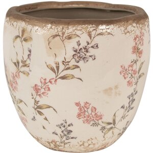 Clayre & Eef 6CE1615M Bloempot Beige Roze Keramiek...