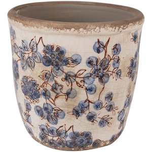 Clayre & Eef 6CE1619M Bloempot keramiek beige blauw...