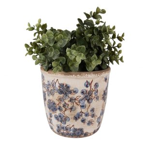 Clayre & Eef 6CE1619M Binnen Bloempot Beige Blauw Ø 14x14 cm