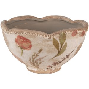 Clayre & Eef 6CE1626S Bloempot Beige Roze Ø...