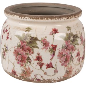 Clayre & Eef 6CE1628L Binnen Bloempot Beige Roze...