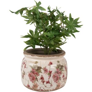 Clayre & Eef 6CE1628L Binnen Bloempot Beige Roze...