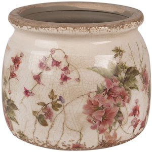 Clayre & Eef 6CE1628S Bloempot keramiek beige roze...