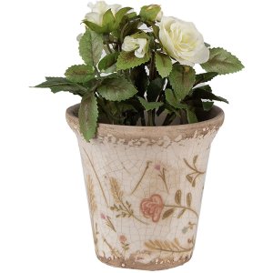 Clayre & Eef 6CE1629S Binnen Bloempot Keramiek Beige...