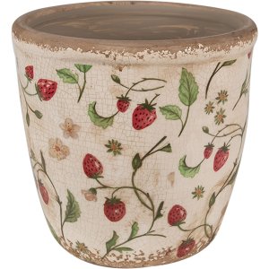 Clayre & Eef 6CE1631L Bloempot Beige Rood Ø...