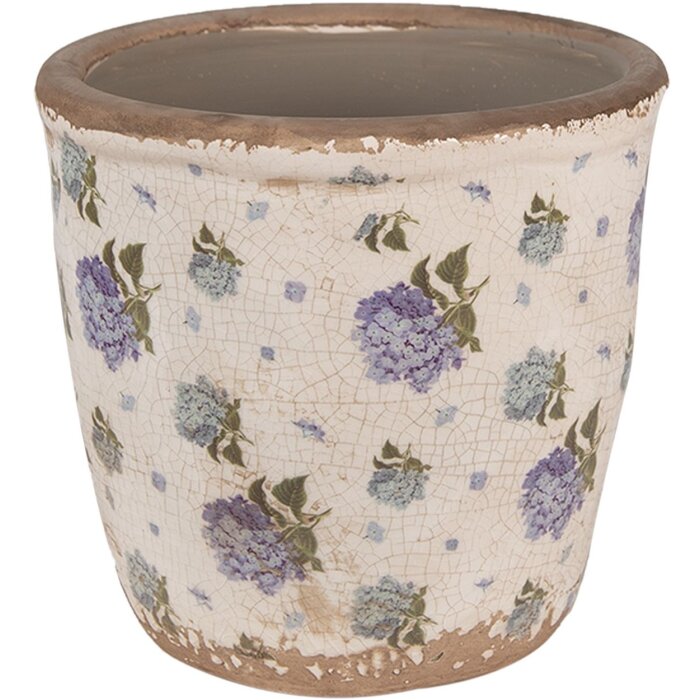 Clayre & Eef 6CE1638M Binnen Bloempot Beige Blauw Ø 14x13 cm