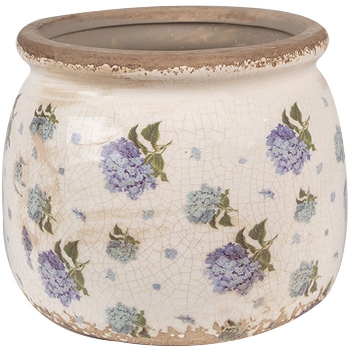 Clayre & Eef 6CE1639M Binnen Bloempot Beige Blauw Ø 16x13 cm