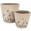 Clayre & Eef 6CEFAF0001M Bloempot voor binnen Beige, zwart Ø 15x14 cm