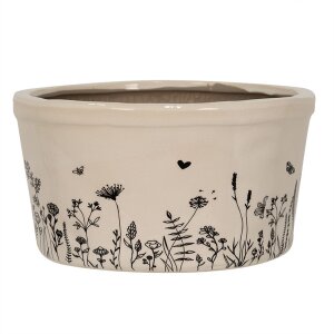 Clayre & Eef 6CEFAF0002L Bloempot binnen Beige Zwart...