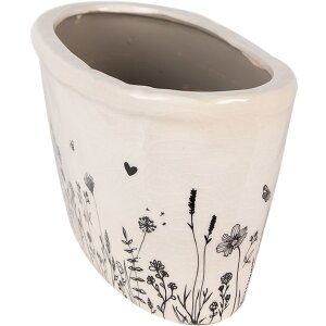 Clayre & Eef 6CEFAF0003L Bloempot voor binnen Beige, zwart 27x13x14 cm