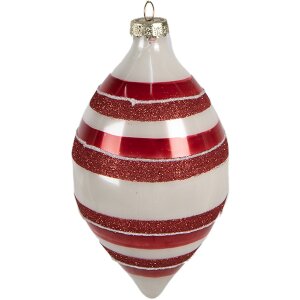 Clayre & Eef 6GL4330 Kerstbal rood wit Ø 8x15 cm