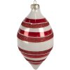 Clayre & Eef 6GL4330 Kerstbal rood wit Ø 8x15 cm