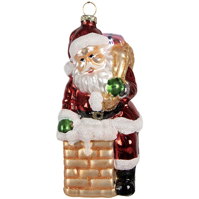 Clayre & Eef 6GL4351 Kerstlabel Rood Goudkleurig 6x6x12 cm