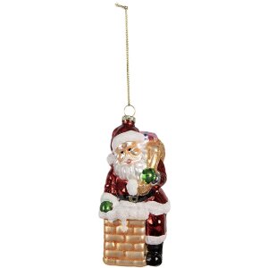 Clayre & Eef 6GL4351 Kerstlabel Rood Goudkleurig 6x6x12 cm