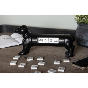 Clayre & Eef 6PR3862 Kalender Hond Zwart 31x8x15 cm