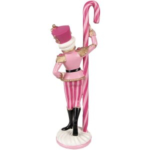 Clayre & Eef 6PR3901 Kerstdecoratie Roze, Wit 9x6x23 cm