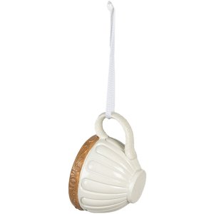 Clayre & Eef 6PR3903 Hangend konijntje in kop Set van 2 Beige Bruin 10x7x6 cm