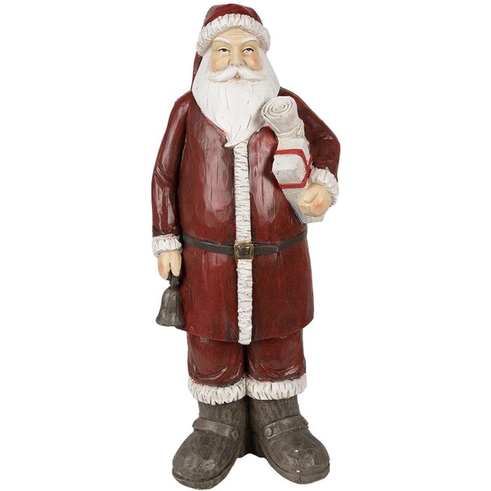 Clayre & Eef 6PR3913 Decoratie Kerstman Rood, Wit 18x14x46 cm