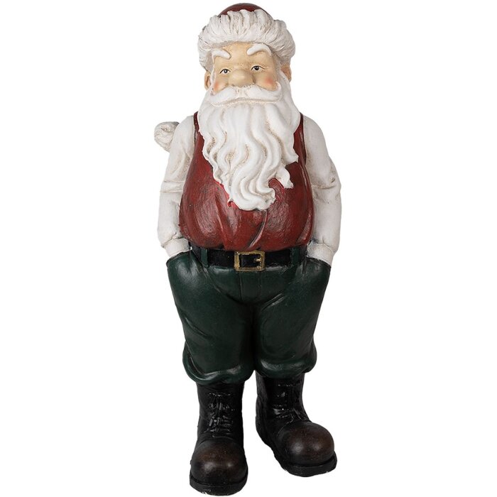 Clayre & Eef 6PR3914 Decoratie Kerstman Rood, Wit 26x25x51 cm