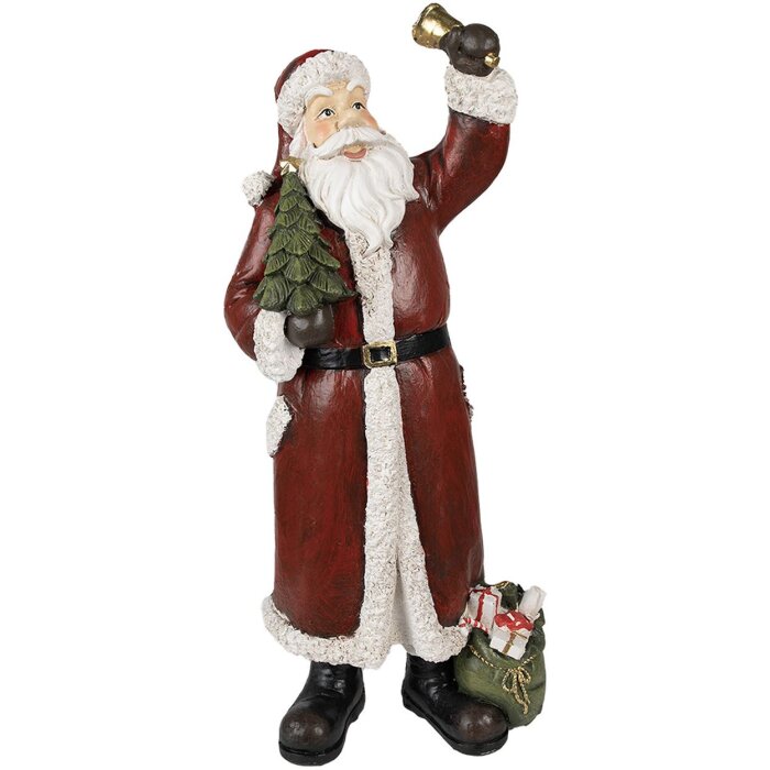 Clayre & Eef 6PR3915 Decoratie Kerstman Rood, Wit 22x15x51 cm