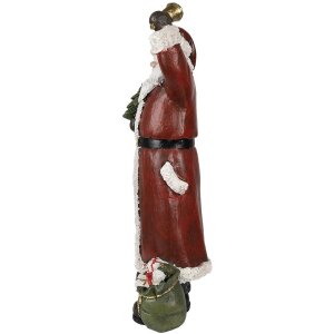 Clayre & Eef 6PR3915 Decoratie Kerstman Rood, Wit 22x15x51 cm