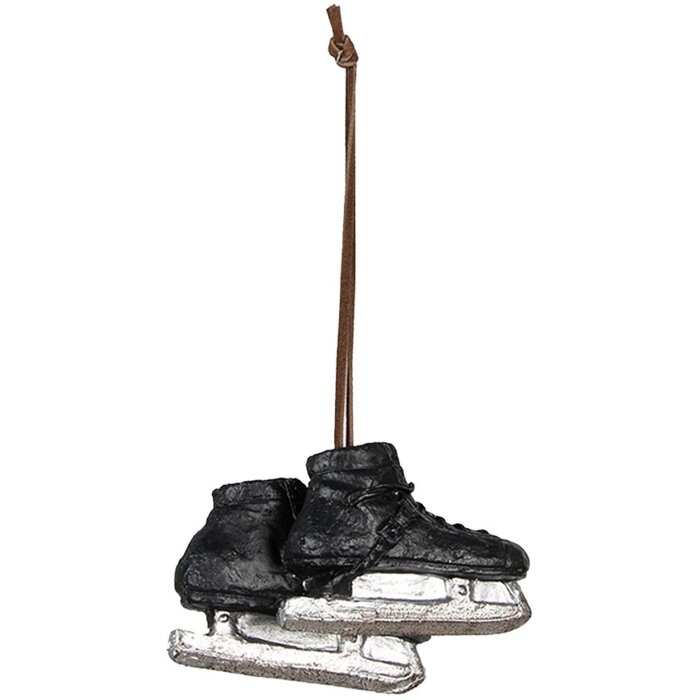 Clayre & Eef 6PR3916 Hanger Schaatsen Zwart, Zilverkleurig 10x4x6 cm