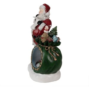 Kerstdecoratie Kerstman met sneeuwbol LED rood, wit, groen 26x16x36 cm