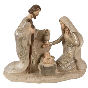 Clayre & Eef 6PR3930 Kerstdecoratie Kerstgroep Beige...