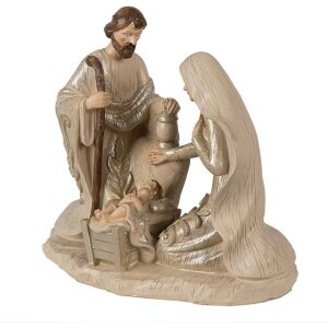 Clayre & Eef 6PR3930 Kerstdecoratie Kerstgroep Beige...