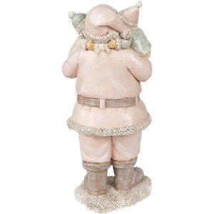 Clayre & Eef 6PR3933 Kerstversiering Beeldje Kerstman Roze 10x8x21 cm