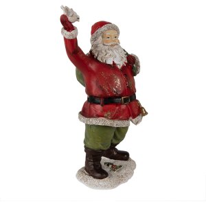 Clayre & Eef 6PR3948 Kerstversiering Beeldje Kerstman Rood 13x10x23 cm